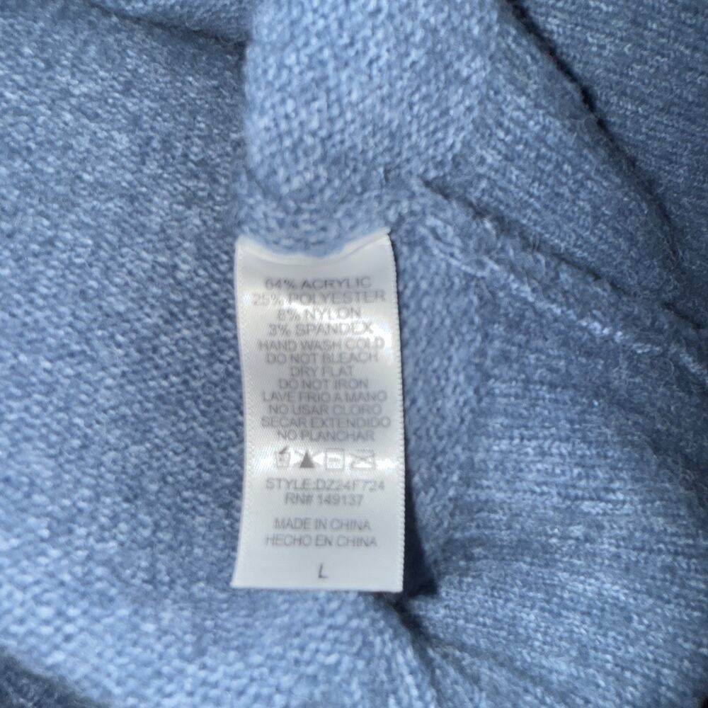 Double Zero Blue Turtleneck Sweater Dress Women’s Size Large Cozy Knit - Picture 7 of 7